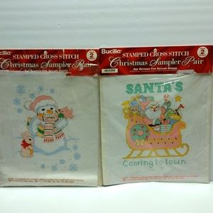 Bucilla Color Stamped Christmas Cross Stitch Sampler *** 4 Pieces***